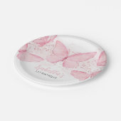 Roze vlinder-meisje, eerste verjaardag Bord papier (Gekanteld)