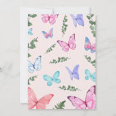 Roze Vlinder Meisjes Verjaardag Party Uitnodiging (Achterkant)