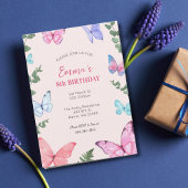 Roze Vlinder Meisjes Verjaardag Party Uitnodiging