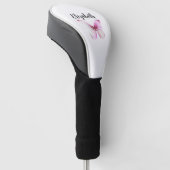  roze vlinder met aangepaste naam dames golfheadcover (Schuin)