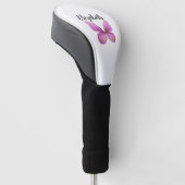 roze vlinder met aangepaste naam dames golfheadcover (Schuin)