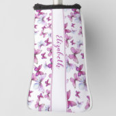  roze vlinder met aangepaste naam dames golfheadcover (Draai 90)