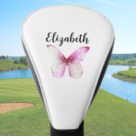 roze vlinder met aangepaste naam dames golfheadcover