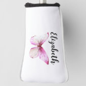  roze vlinder met aangepaste naam dames golfheadcover (Draai 90)