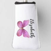 roze vlinder met aangepaste naam dames golfheadcover (Draai 90)