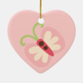 Roze vlinder met naam hart keramisch ornament (Achterkant)