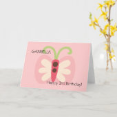 Roze Vlinder met Naam Kaart (Gele Bloem)