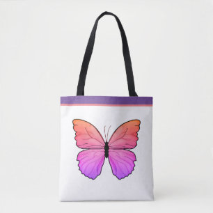 Roze Vlinder met Naam Tote Bag