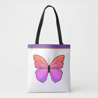 Roze Vlinder met Naam Tote Bag