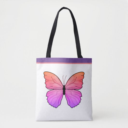 Roze Vlinder met Naam Tote Bag (Voorkant)