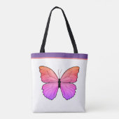 Roze Vlinder met Naam Tote Bag (Achterkant)