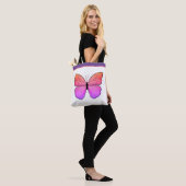Roze Vlinder met Naam Tote Bag (Op model)