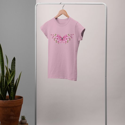 Roze Vlinder met Sakura T-shirt