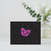 Roze vlinder met sparkles briefkaart (Staand voorkant)