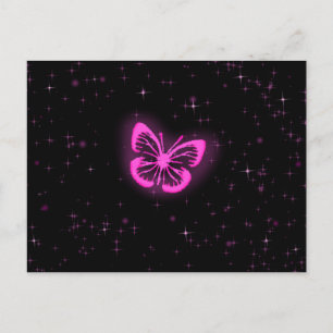 Roze vlinder met sparkles briefkaart