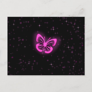 Roze vlinder met sparkles briefkaart