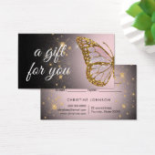 roze vlinder met zwarte cadeaukaart visitekaartje (Bureau)