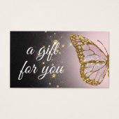 roze vlinder met zwarte cadeaukaart visitekaartje (Voorkant)