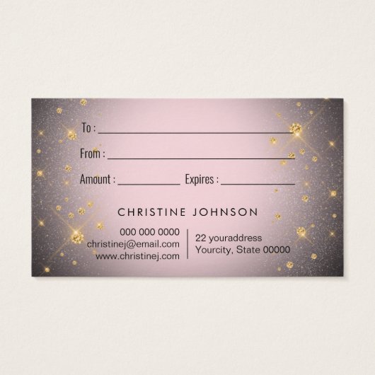 roze vlinder met zwarte cadeaukaart visitekaartje (Achterkant)