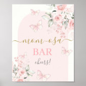 Roze Vlinder Mimosa Bar teken Poster (Voorkant)