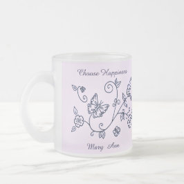 Roze Vlinder Mok Met Vorstglas Afwerking