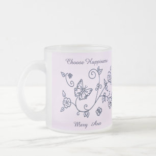 Roze Vlinder Mok Met Vorstglas Afwerking