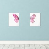 Roze vlinder muurkunst sets (Houten vloer)