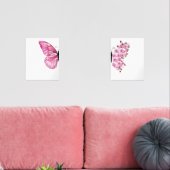 Roze vlinder muurkunst sets (Woonkamer)