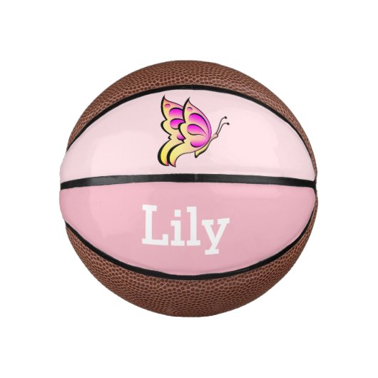 roze vlinder - naam toevoegen basketbal (Voorkant)