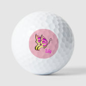roze vlinder - naam toevoegen golfballen (Voorkant)