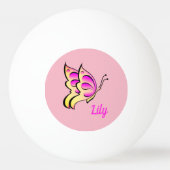 roze vlinder - naam toevoegen pingpongbal (Voorkant)