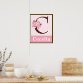 Roze vlinder & naam wand Poster kunst (Keuken)