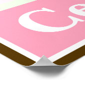 Roze vlinder & naam wand Poster kunst (Hoek)