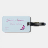 roze vlinder nr . 2 bagagelabel (Achterkant horizontaal)