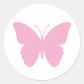 Roze Vlinder Ontwerp Ronde Sticker (Voorkant)