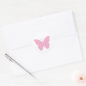 Roze Vlinder Ontwerp Ronde Sticker (Envelop)