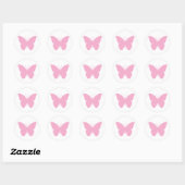 Roze Vlinder Ontwerp Ronde Sticker (Vel)