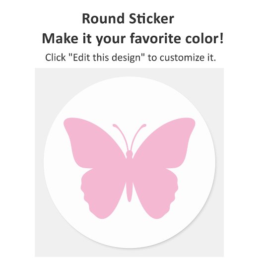 Roze Vlinder Ontwerp Ronde Sticker