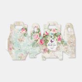 Roze Vlinder op een Shabby  Collage Bruiloft Bedankdoosjes (Uitgevouwen)