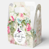 Roze Vlinder op een Shabby  Collage Bruiloft Bedankdoosjes (Geopend)