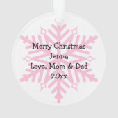 Roze vlinder op een sneeuwvlok Kerstmis Ornament (achterkant)