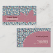 Roze vlinder op  Floral Blue Pattern Visitekaartje (Voorkant / Achterkant)