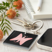  roze vlinder op maat sleutelhanger (Voorkant Rechts)