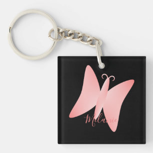  roze vlinder op maat sleutelhanger