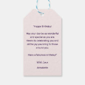 Roze Vlinder Paarse Bloem Blush Happy Birthday Cadeaulabel (Achterkant)