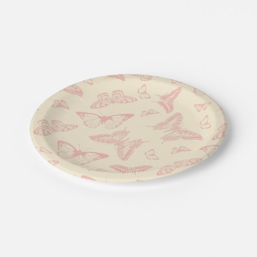  roze vlinder papieren bordje (Gekanteld)