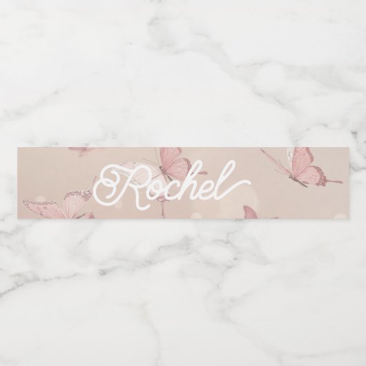  roze vlinder partij water fles label waterfles etiket (Enkel label)