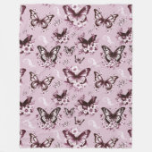 Roze Vlinder Patroon Fleece Deken (Voorkant)