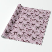 Roze Vlinder Patroon Geschenk Cadeaupapier (Uitgerold)