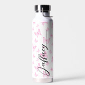 Roze Vlinder Patroon Gift Voor Bruidsmeisje Custom Waterfles (Links)